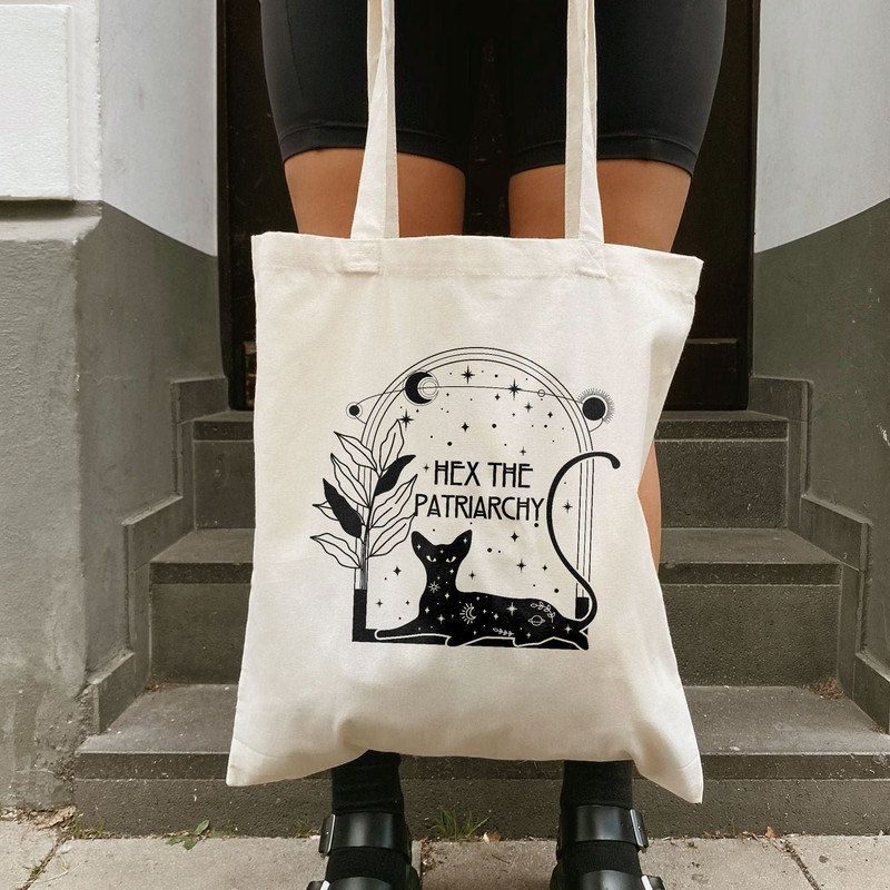 Hex The Patriarchy Tote Bag, Trendy Canvas Tote Bag, Gift For Girl, Aesthetic Tote Bag, School Bag, Vintage Bag, Reusable Tote - 10.jpg