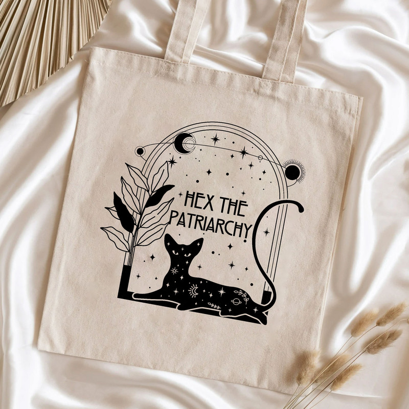 Hex The Patriarchy Tote Bag, Trendy Canvas Tote Bag, Gift For Girl, Aesthetic Tote Bag, School Bag, Vintage Bag, Reusable Tote - 5.jpg