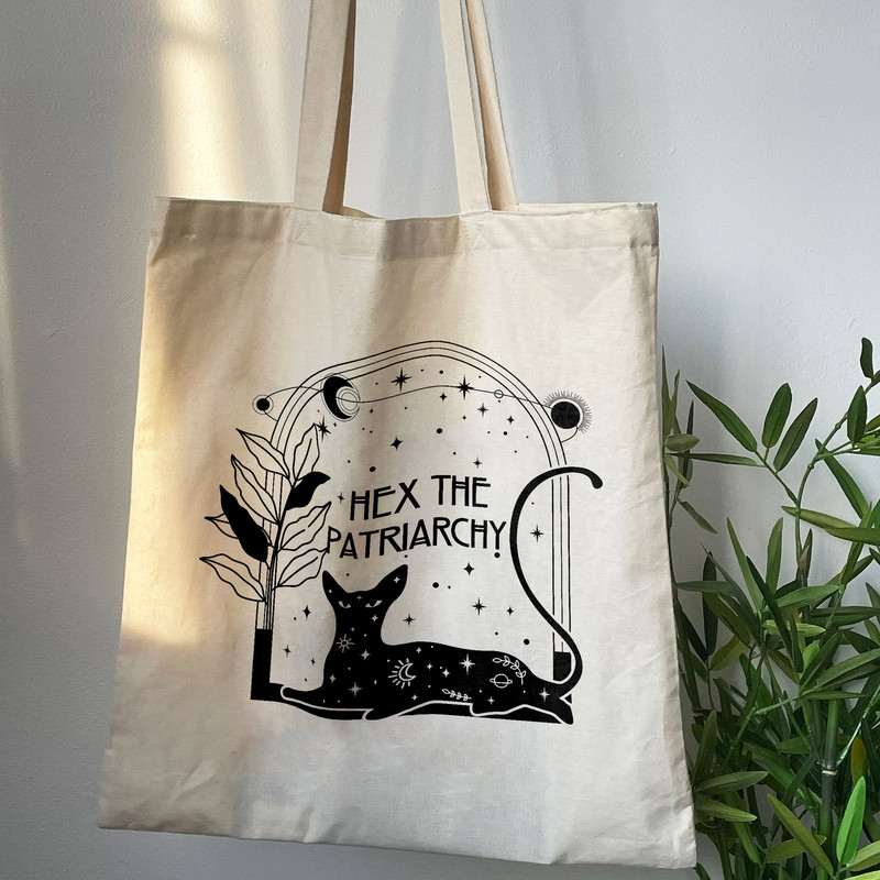Hex The Patriarchy Tote Bag, Trendy Canvas Tote Bag, Gift For Girl, Aesthetic Tote Bag, School Bag, Vintage Bag, Reusable Tote - 7.jpg