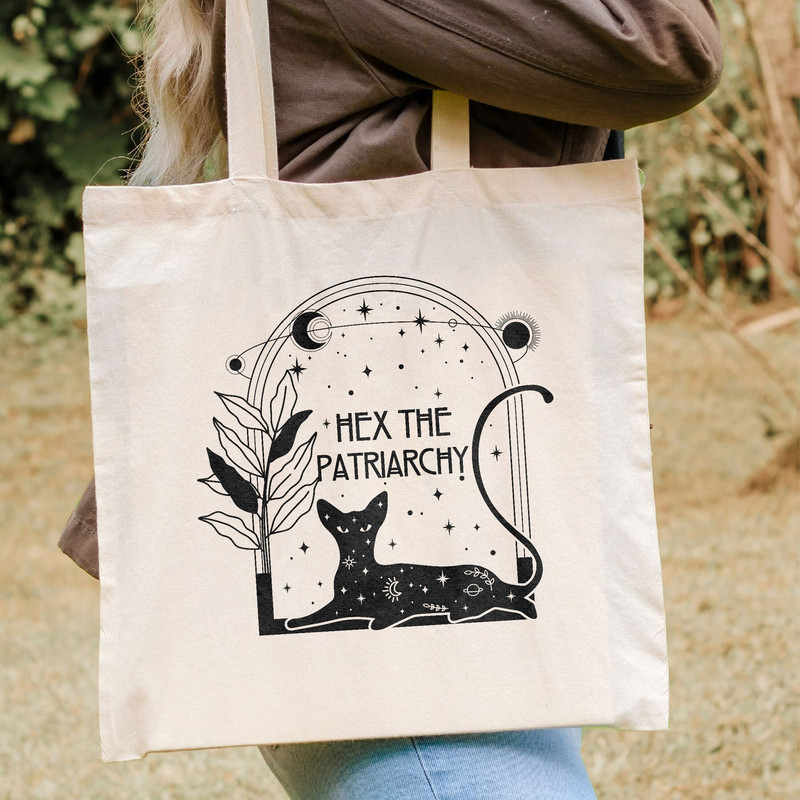 Hex The Patriarchy Tote Bag, Trendy Canvas Tote Bag, Gift For Girl, Aesthetic Tote Bag, School Bag, Vintage Bag, Reusable Tote - 8.jpg