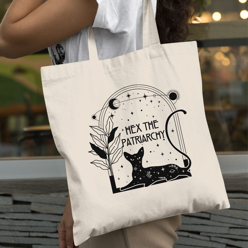 Hex The Patriarchy Tote Bag, Trendy Canvas Tote Bag, Gift For Girl, Aesthetic Tote Bag, School Bag, Vintage Bag, Reusable Tote - 9.jpg