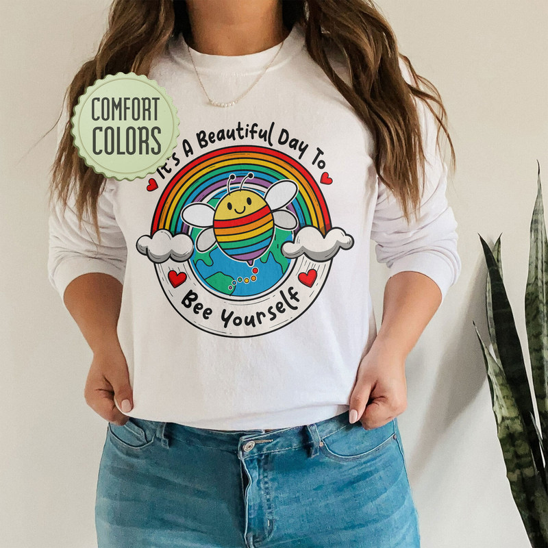 LGBT Bee Yourself Comfort Colors Shirt, It’s A Good Day To Be Yourself, Pride Rainbow Shirt, Pride Month Tshirt, Funny Gay Shirt, LGBT Ally - 3.jpg