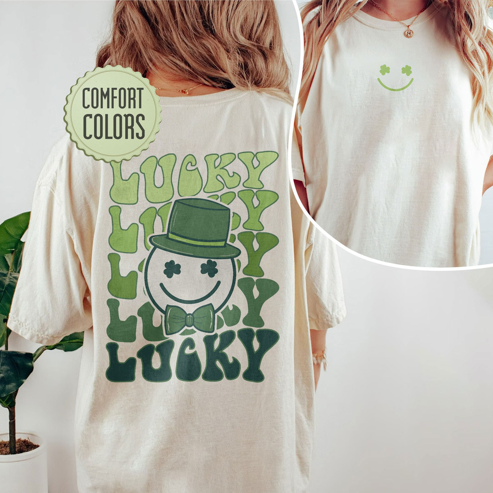 Lucky Comfort Colors Shirt, Shamrocks St Patrick's Day Shirt, Aesthetic Shirt, Preppy Vsco Positive Shirt - 1.jpg