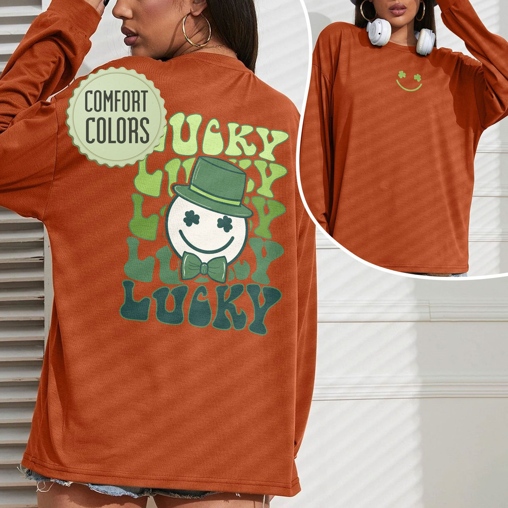 Lucky Comfort Colors Shirt, Shamrocks St Patrick's Day Shirt, Aesthetic Shirt, Preppy Vsco Positive Shirt - 2.jpg