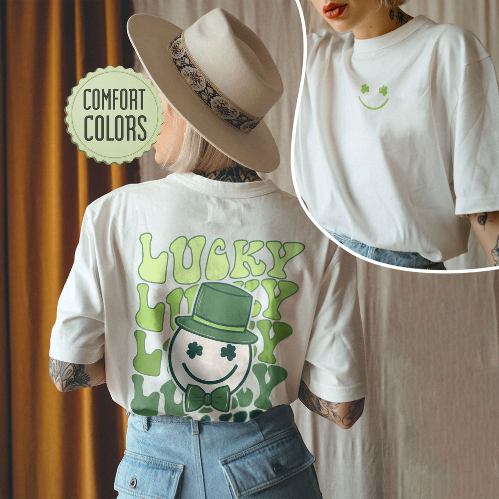 Lucky Comfort Colors Shirt, Shamrocks St Patrick's Day Shirt, Aesthetic Shirt, Preppy Vsco Positive Shirt - 3.jpg