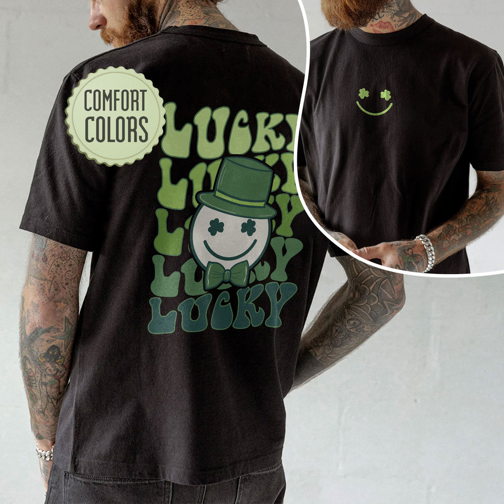 Lucky Comfort Colors Shirt, Shamrocks St Patrick's Day Shirt, Aesthetic Shirt, Preppy Vsco Positive Shirt - 4.jpg