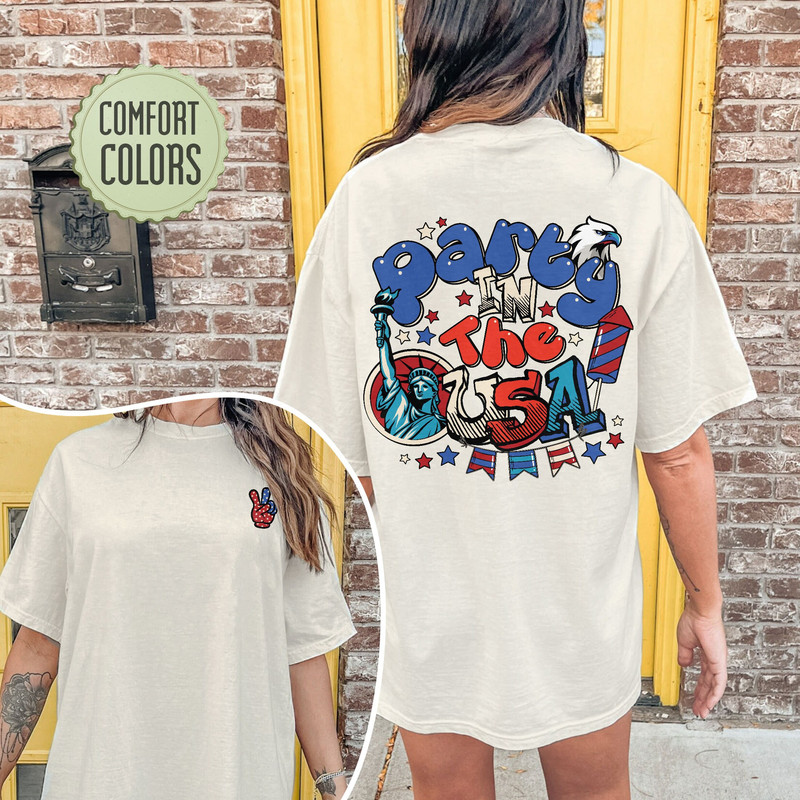 Party In The USA Comfort Colors Shirt, 4th Of July T Shirt, American Shirt, Independence Day Tee, Retro 4th of July, Retro American Shirt - 1.jpg