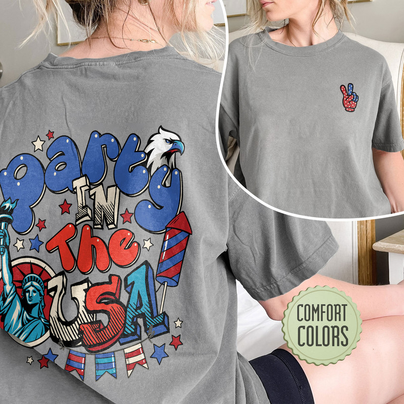 Party In The USA Comfort Colors Shirt, 4th Of July T Shirt, American Shirt, Independence Day Tee, Retro 4th of July, Retro American Shirt - 3.jpg