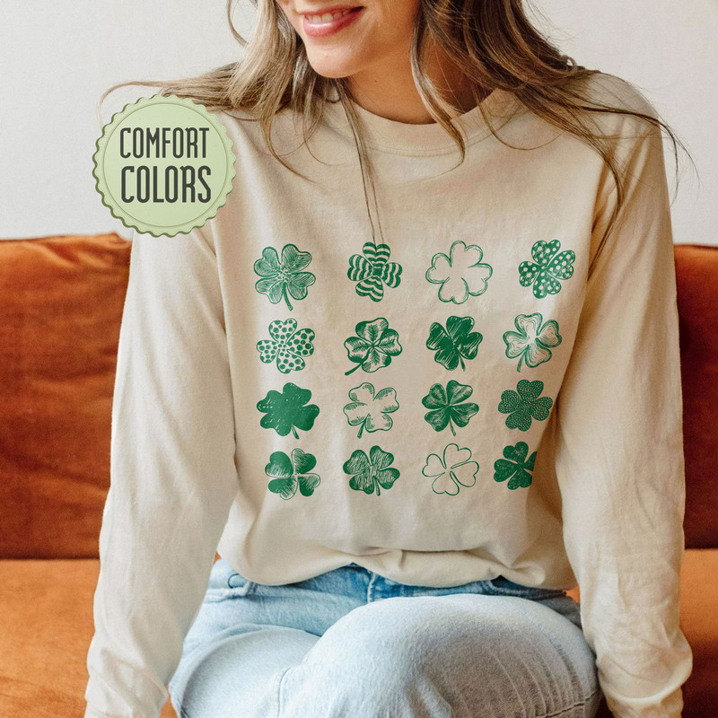 Shamrocks St Patrick's Day Comfort Colors Shirt, Shamrock Shirt, Lucky unisex Shirt, women st paddy's day Shirt - 1.jpg