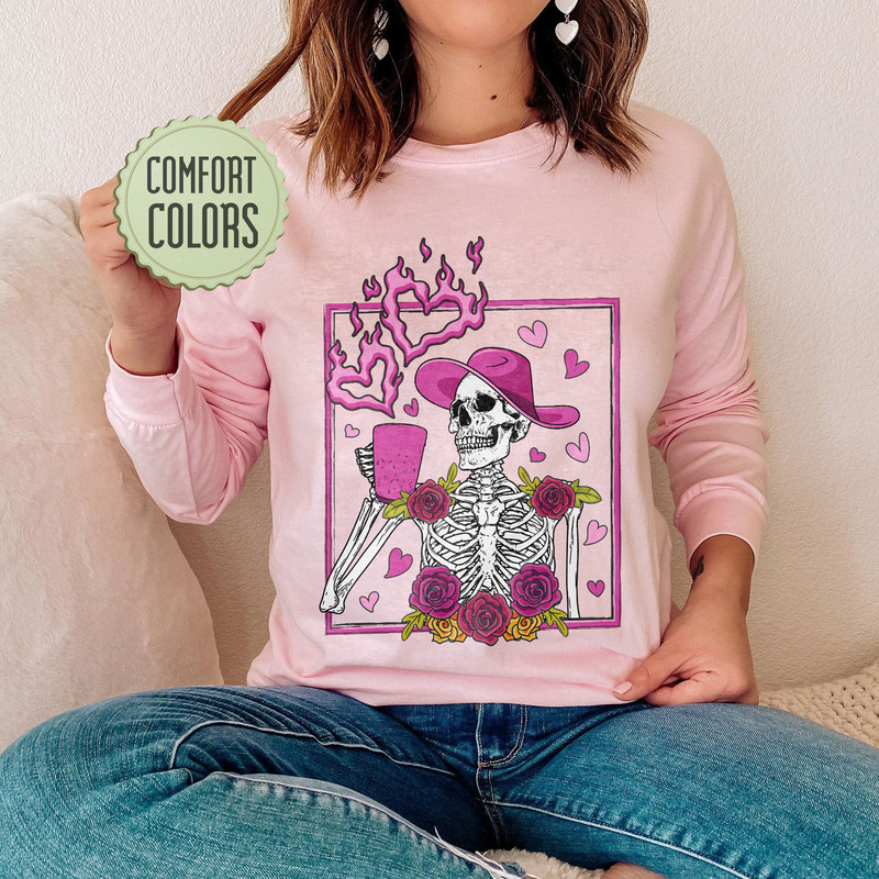 Skeleton Valentine's Day Comfort Colors Shirt, Funny Skeleton Valentines Day Shirt, Howdy Valentine Skeleton, Latte Valentine Shirt - 3.jpg