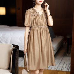 new loose large size v-neck a-line dress