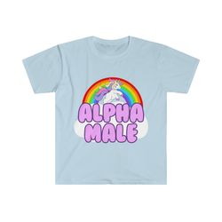 funny ironic tee, alpha male unicorn tee for weenies