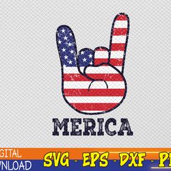 Merica Rock Sign 4th Of July American USA Flag Patriotic Svg, Eps, Png, Dxf, Digital Download