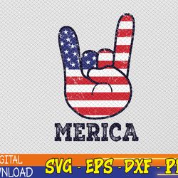 merica rock sign 4th of july american usa flag patriotic svg, eps, png, dxf, digital download