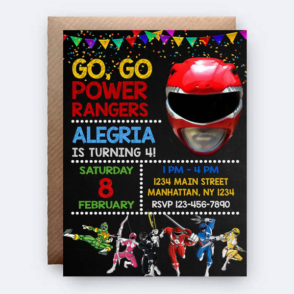 Power Ranger Invitation, Poser Ranger Themed, Power Ranger B - Inspire ...