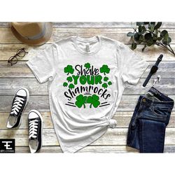 shake your shamrocks tee, st patricks flower tee, shamrocks st patricks shirt, retro patricks day apparel, patricks hear