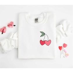 heart cherry sweatshirt, valentine sweatshirt, heart cherry shirt, self care sweater, motivational sweater, love sweater