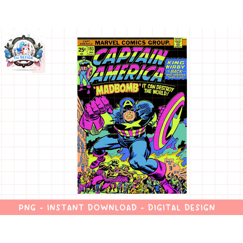 Marvel Captain America Comic Neon Graphic T-Shirt png, sublimation.jpg