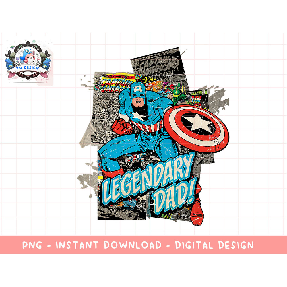 Marvel Captain America Legendary Dad Fathers Day png, sublimation.jpg
