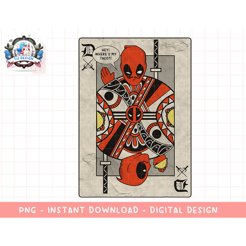 Marvel Deadpool Playing Card Taco Fight Graphic T-Shirt png, sublimation.jpg