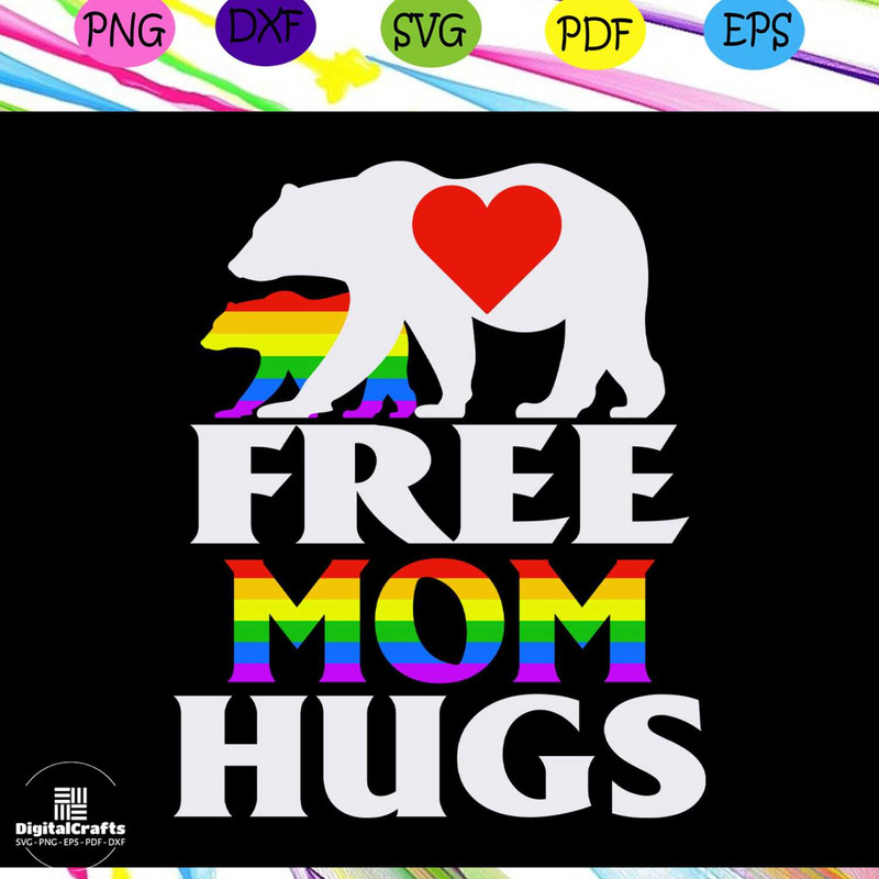 Free mom hugs bear svg rainbow svgleseither way lesbian giftlgbt shirt lgbt pridegay pride sv