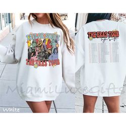 the eras tour | crewneck sweatshirt with tour dates on back | swiftie gift | vintage style | flower power |