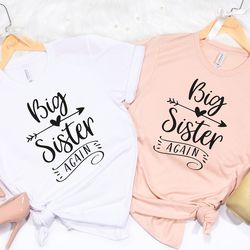 big sister in training shirt, big sister again shirt, sister shirts, pregnancy announ
