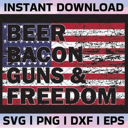 beer bacon guns & freedom second amendment png sublimation patriotic print design ai america eps usa gun rights