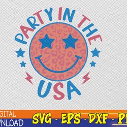 Mens Party in the USA 4th of July Preppy Smile Svg, Eps, Png, Dxf, Digital Download