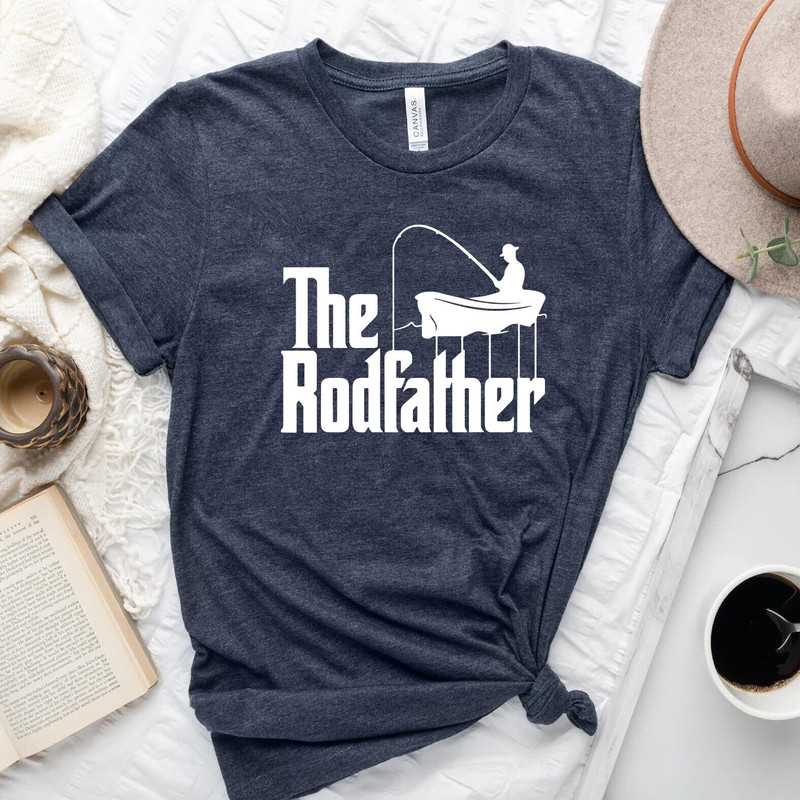 Fishing Parody, The Rodfather, Mens Short Sleeve, Fathers Day, Daddy, Boyfriend Fishing Boat, Relaxing Drinks Lake Ocean Funny Humor - 1.jpg