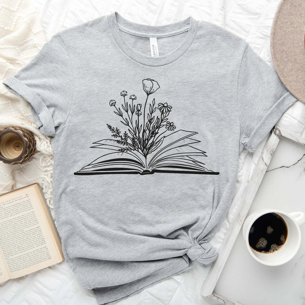 Flower Books Read Shirt, Flower Wild Flower Shirt, Everyday Shirt Teen Shirt, Cute Reading Shirt - 1.jpg