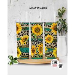 personalized sunflower tumbler - custom sunflower tumbler - sunflower tumbler gifts - tumbler with straw - personalized