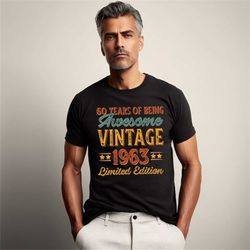 60th birthday gift for men or women , 1963 shirt, vintage 1963 tshirt, unisex