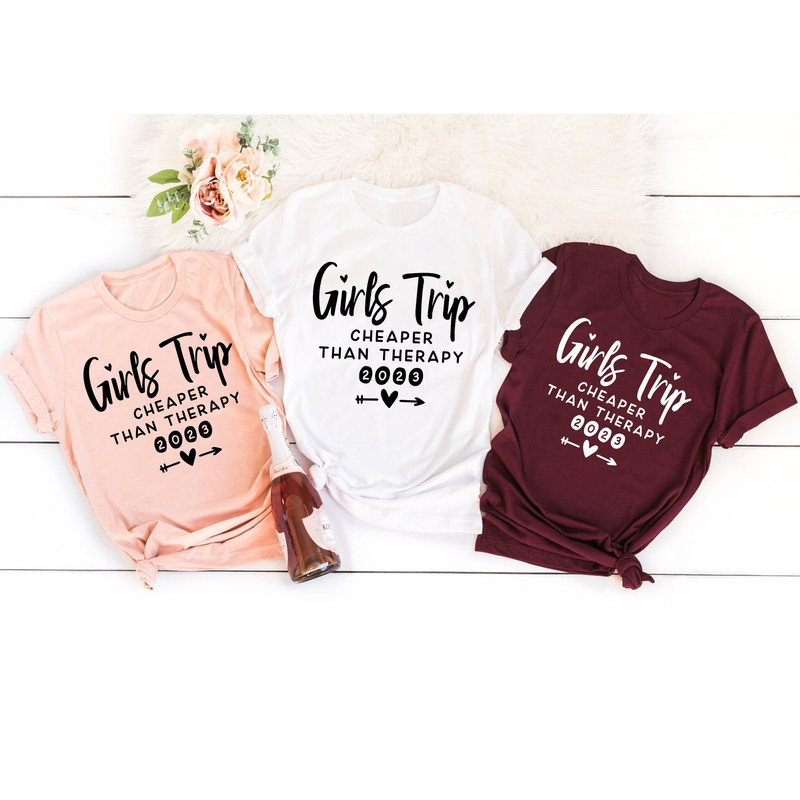 Girls Trip Cheaper Than Therapy 2023 Shirts,Girls Trip Shirts,Best Friends Shirts,Besties V-Neck Shirt,Vacation Of Girls,Trip To NY - 1.jpg