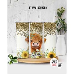 cow sunflower tumbler - cow tumbler with straw - cow tumbler - gift for women - gifts for her - cow cup