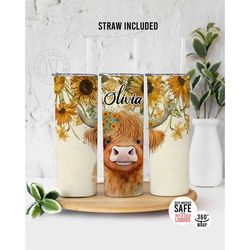 cute cow sunflower tumbler - cow tumbler with straw - cow tumbler - gift for women - gifts for her - cow cup