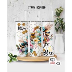 personalized bee tumbler - bee honeycomb sunflower tumbler personalized  - bee tumbler gifts - honeycomb tumbler with st