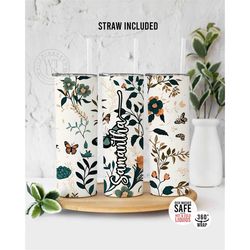 custom name tumbler , personalized floral name tumbler , gift for her, floral name tumbler ,tumbler gift, name floral tu