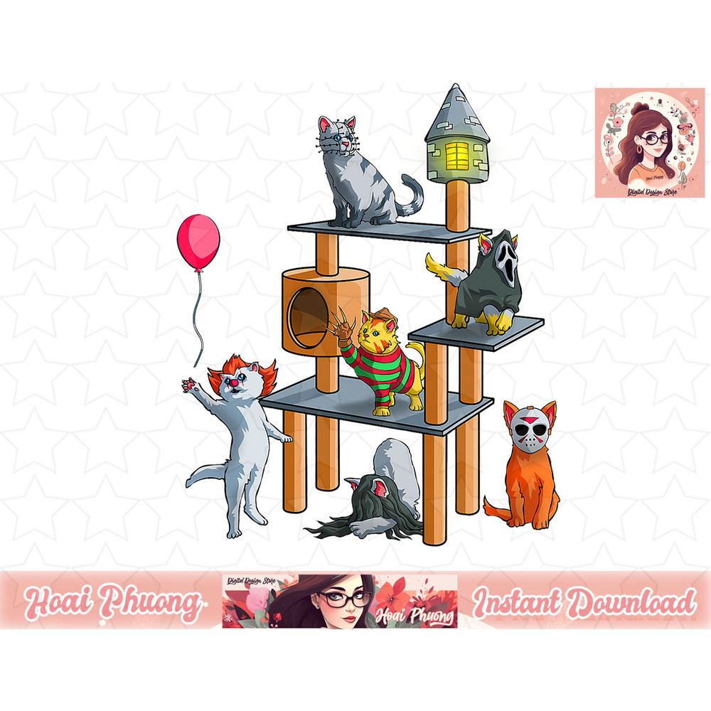 Funny Cat Horror Movies Cute Halloween for Cat Kitty Lovers png, instant download.jpg