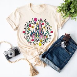 magic kingdom castle shirt, princess castle t-shirt, magic kingdom floral spring shir