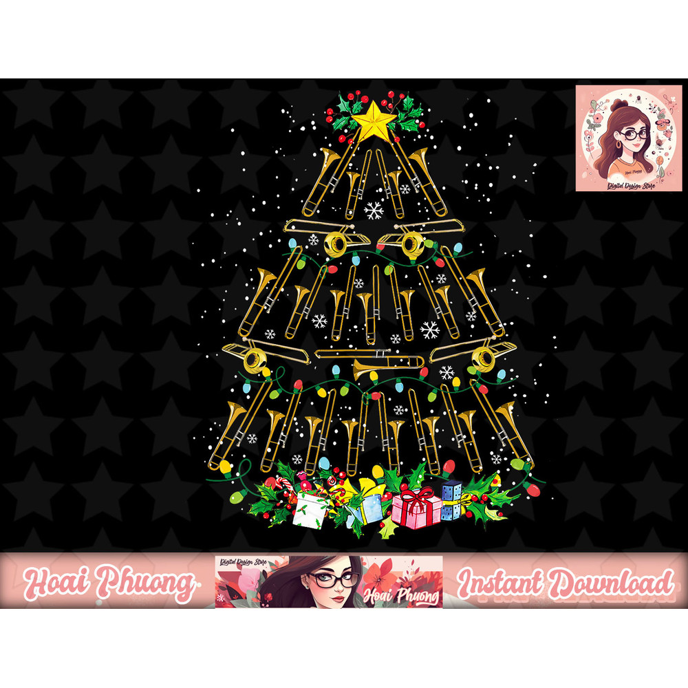 Funny Christmas Trombone Player Xmas Tree Music Lover Santa png, instant download.jpg