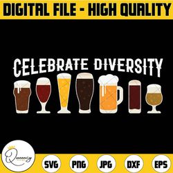 celebrate diversity beer craft brew svg png digital cut file iron on transfer clear waterslide printed decal
