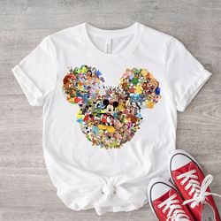 mickey mouse shirt, mickey head multi character shirt, disney shirt, disneyland shirt