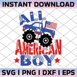 all american boy svg, svg cut file, fourth of july svg, 4th of july shirt design, boy fourth of july, truck svg