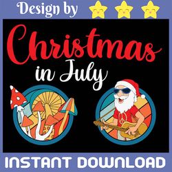 christmas in july svg png, funny summer png, christmas in july surfing funny santa summer beach vacation png