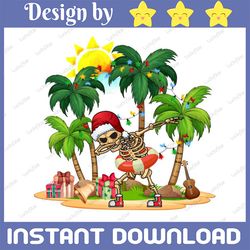 dabbing skeleton santa christmas in july png, summer vibes, beach vacation, holiday png, sublimation