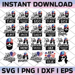 all american svg bundle, 4th of july svg bundle, family mom dad girl svg, july 4th svg, america, patriotic, independence