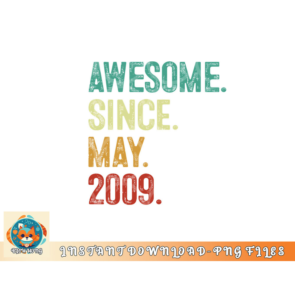 14 Years Old Awesome Since May 2009 14th Birthday png, digital download copy.jpg
