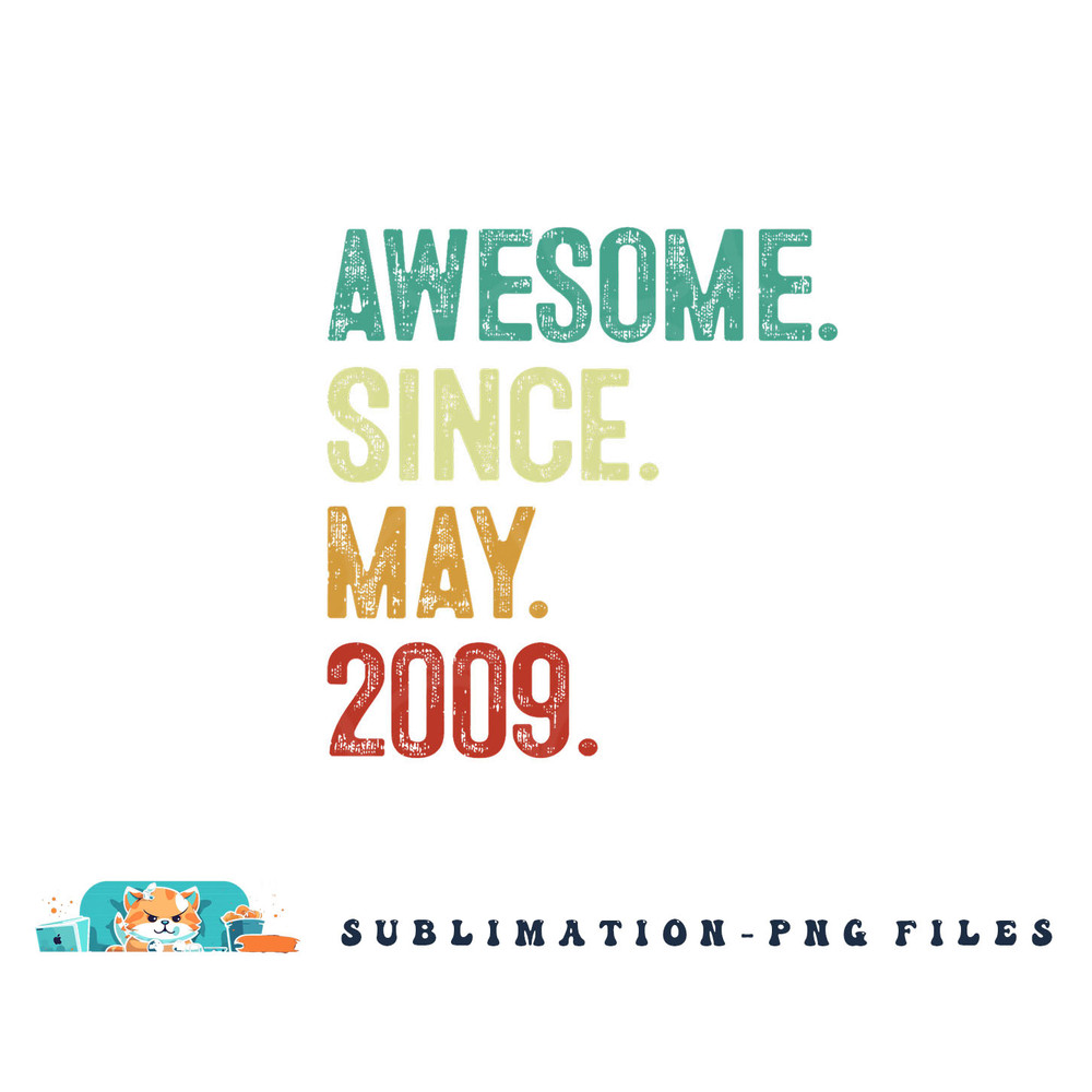 14 Years Old Awesome Since May 2009 14th Birthday png, digital download copy.jpg