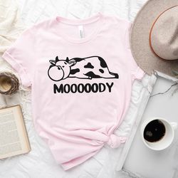 moody cow shirt, cow shirt, happy shirt, casual cow shirt, cow lover shirt, cute cow
